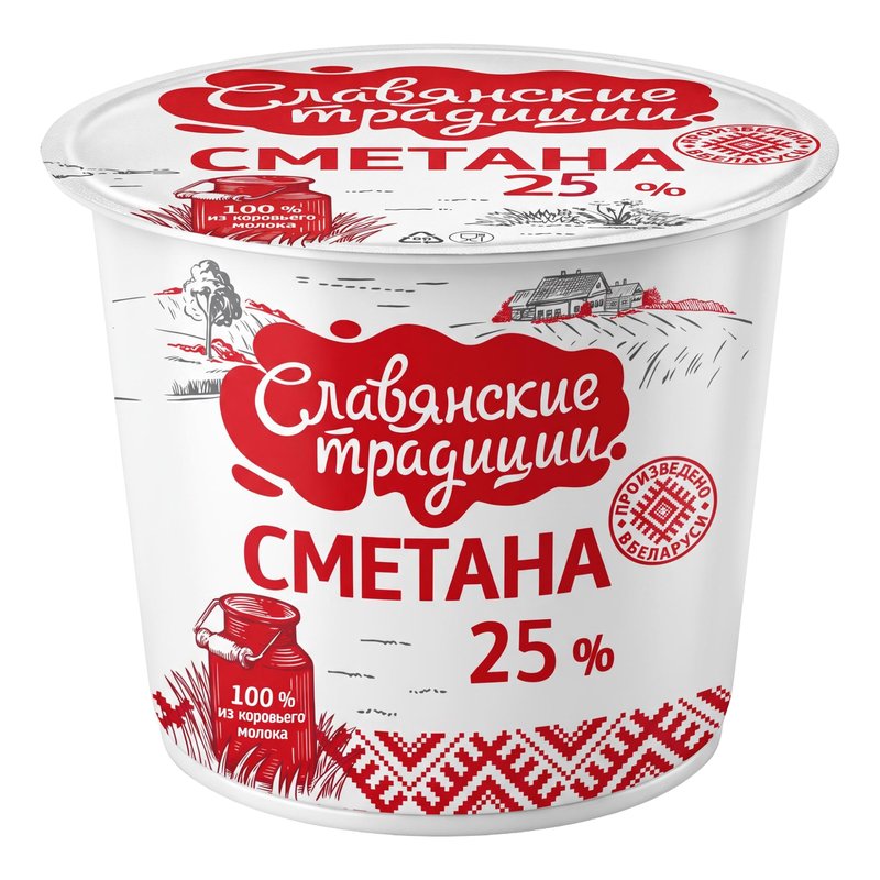 Сметана Славянские традиции 25% 380г стакан