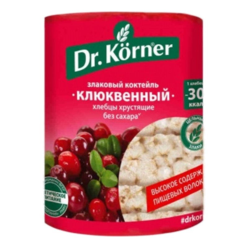 Хлебцы Dr.Korner злаковый коктейль клюквенный 100г