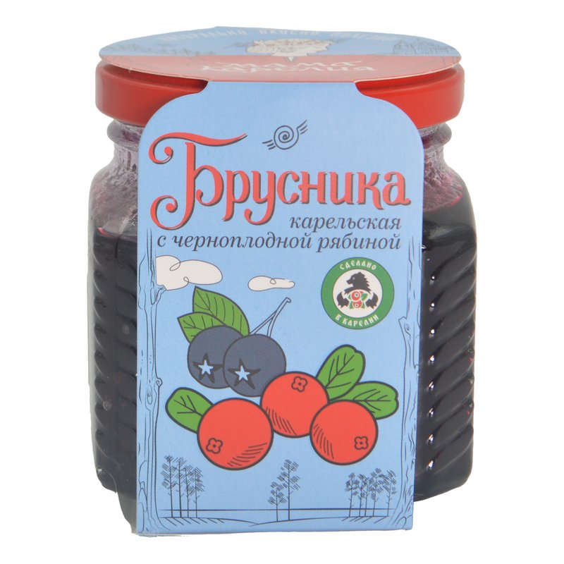 Варенье Мама Карелия Брусника карельская с черноплодной рябиной 250г ст/б