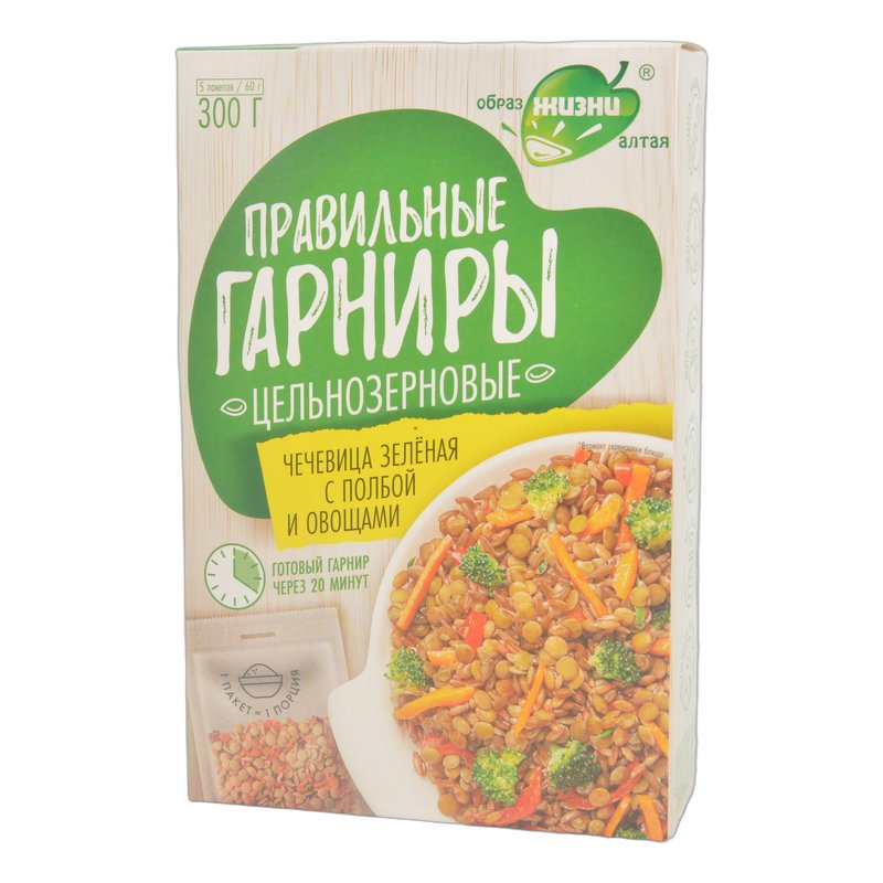 Чечевица Образ жизни зеленая с полбой и овощами 6 пак*5 300г