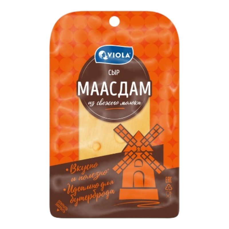 Сыр Виола Маасдам 45% 120г нарезка