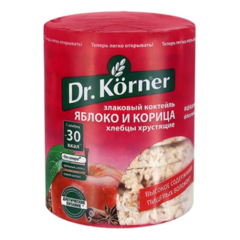 Хлебцы Dr.Korner злаковый коктейль яблочный с корицей 90г