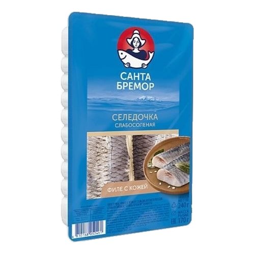Сельдь Санта Бремор филе с кожей в масле с/с 240г