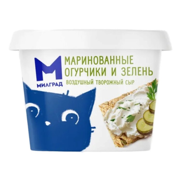 Сыр Милград творожный маринованные огурчики-зелень 130г