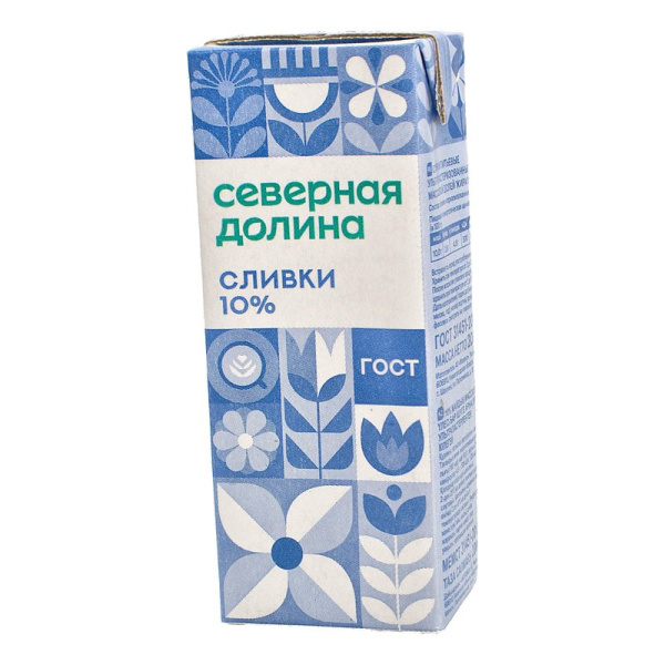 Сливки Северная долина 10% 200г