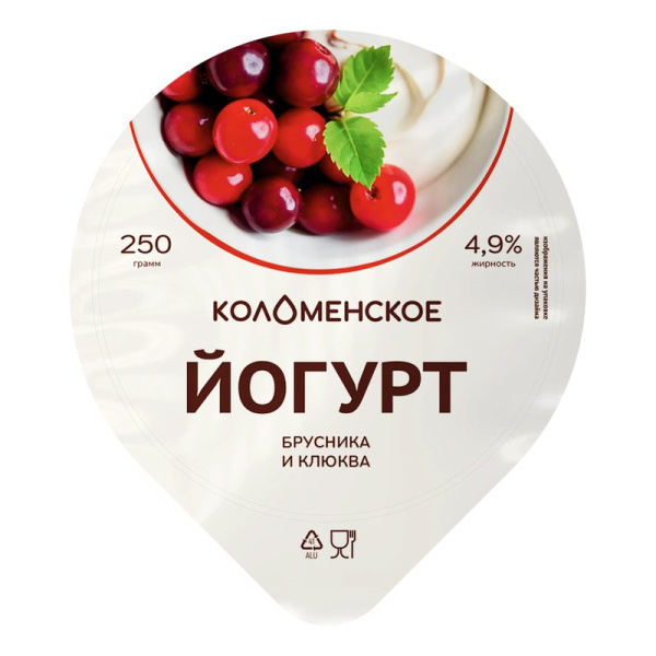 Йогурт Коломенский брусника-клюква 4,9% 250г