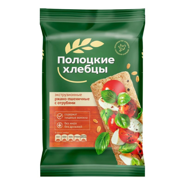 Хлебцы Полоцкий Хлз ржано-пшеничные с отрубями экструзионные 80г