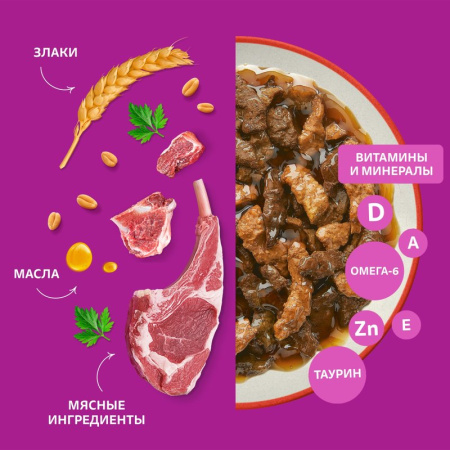 Корм для кошек Вискас рагу говядина/ягненок от 1 года 75г