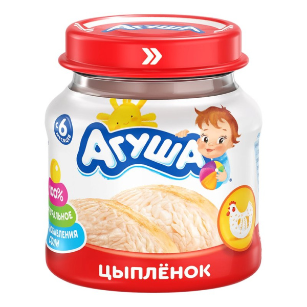 Пюре Агуша цыпленок с 6 мес. 80г с/б