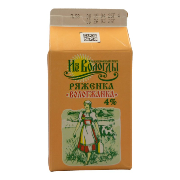 Ряженка Вологжанка жир.4% 470г