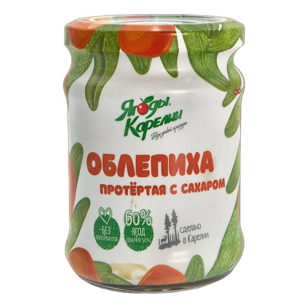 Облепиха Ягоды карелии протертая с сахаром 280г