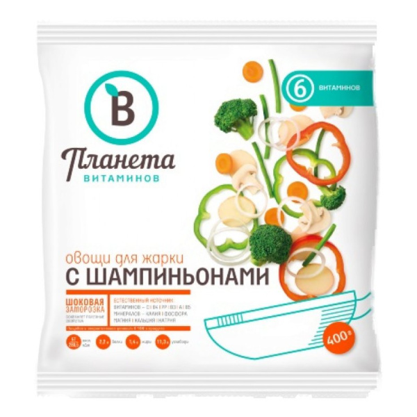 Овощи Планета витаминов для жарки с шампиньонами 400г