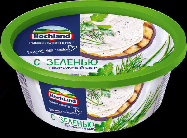 Сыр Хохланд творожный с зеленью 140г ванна