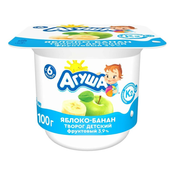 Творог Агуша яблоко-банан 3,9% 100г