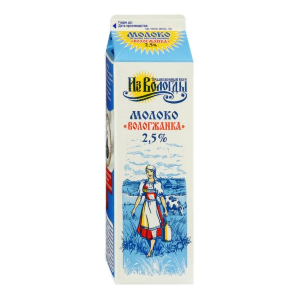 Молоко Вологжанка пастеризованное жир.2,5% 1000г