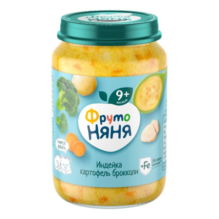 Пюре Фруто-няня индейка/картофель/брокколи 190г ст/б
