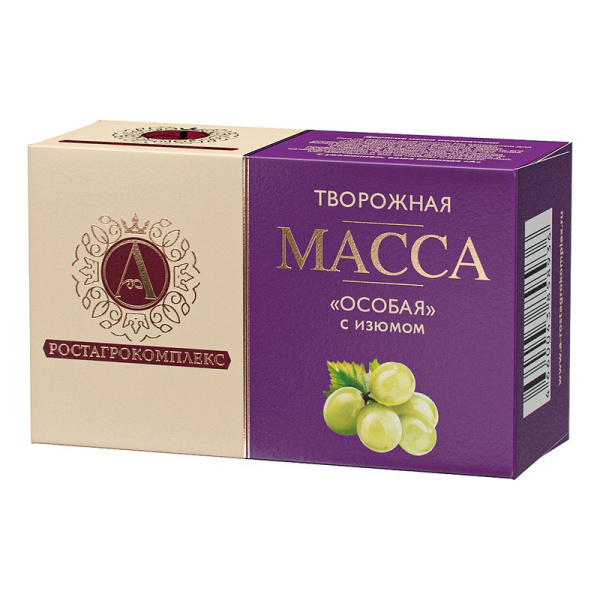 Масса творожная А.РОСТАГРОКОМПЛЕКС особая с изюмом 23% 100г
