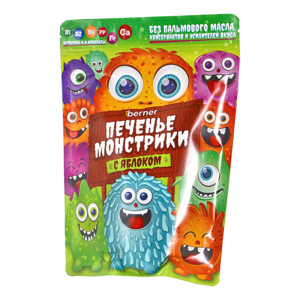 Печенье Бернер Монстрики с яблоком 100г