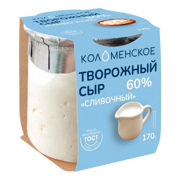 Сыр Коломенский творожный сливочный 60% 170г стекло