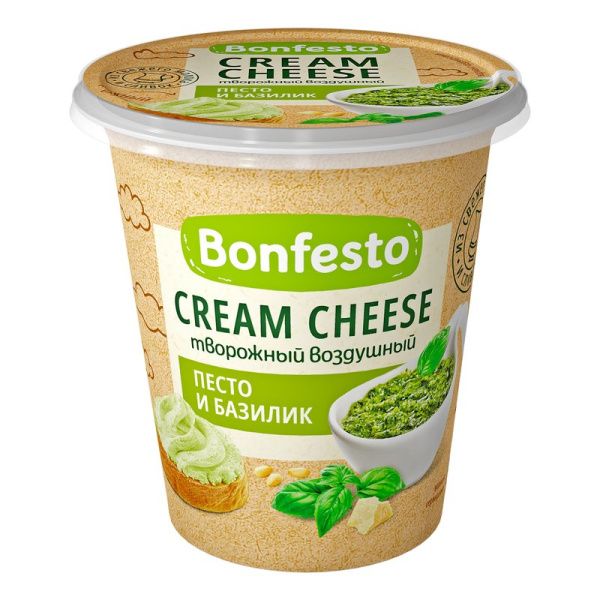 Сыр Bonfesto Кремчиз Песто-базилик 65% 125г