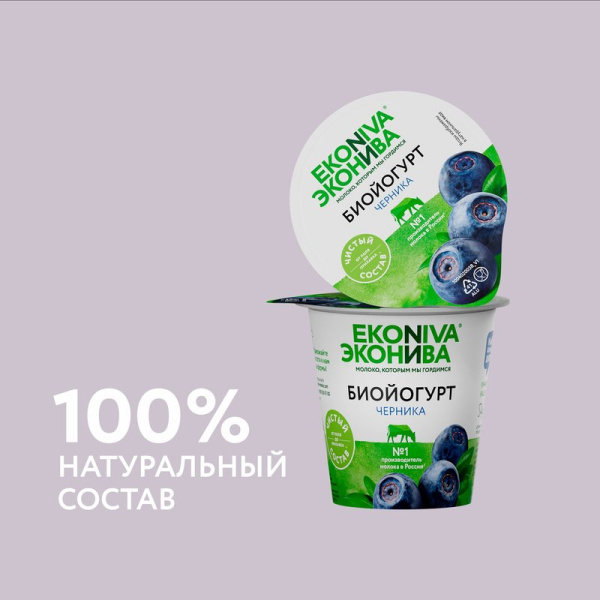Биойогурт Эконива черника 2,8% 125г
