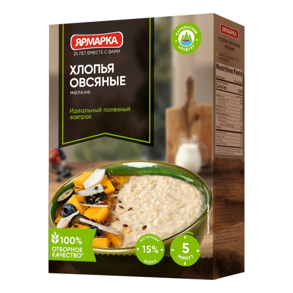 Хлопья Ярмарка овсяные мелкие №3 300г
