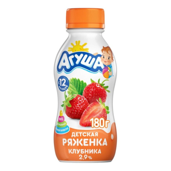 Ряженка Агуша клубника 2,9% 180г