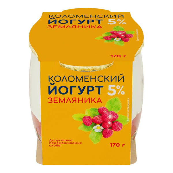 Йогурт Коломенский земляника 5% 170г ст/б