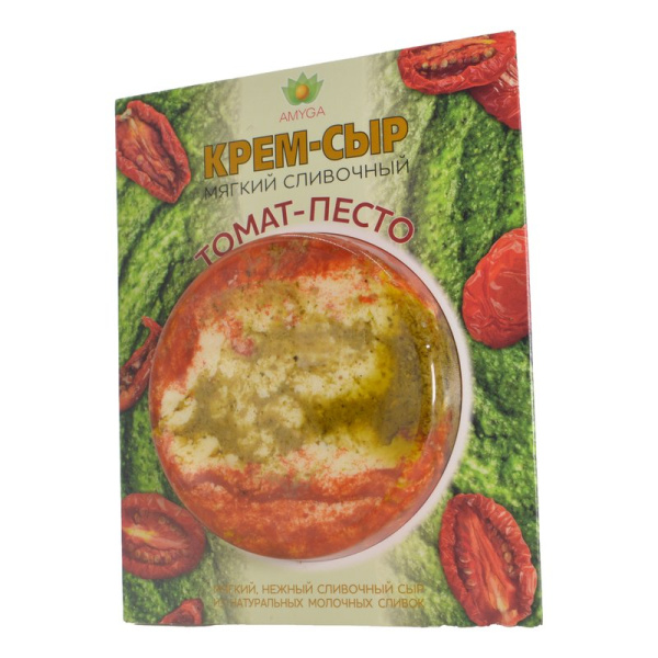 Крем-сыр Амига мягкий сливочный томат-соус песто 69% 120г