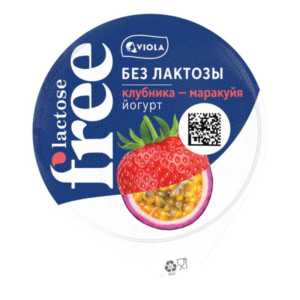 Йогурт Виола без лактозы клубника-маракуйя 2,7% 180г