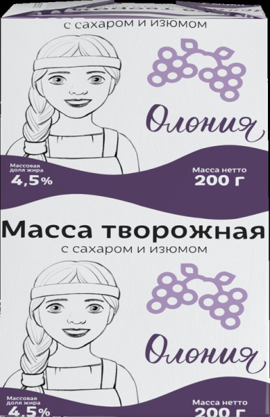 Масса творожная Олонецкий мк с сахаром и изюмом 4,5% 200г