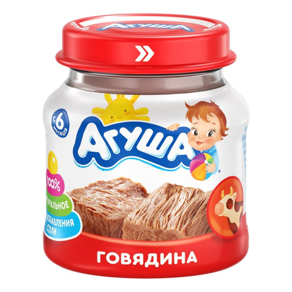 Пюре Агуша говядина с 6мес. 80г с/б