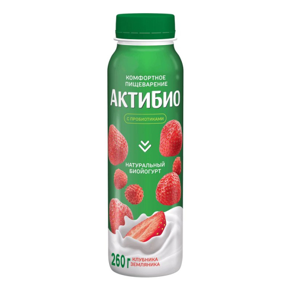 Биойогурт АктиБио обогащенный Клубника земляника 1,5% 260г бут
