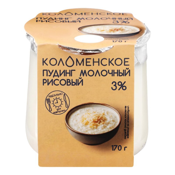 Пудинг Коломенское молочный рисовый 3% 170г ст/б